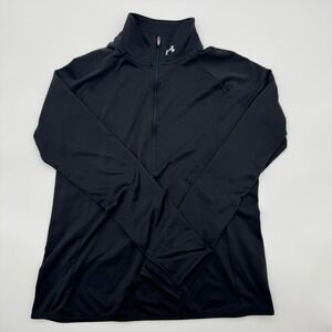 Under Armour Womens UA Run Quarter Zip Pullover Black Textured Long Sleeve Large